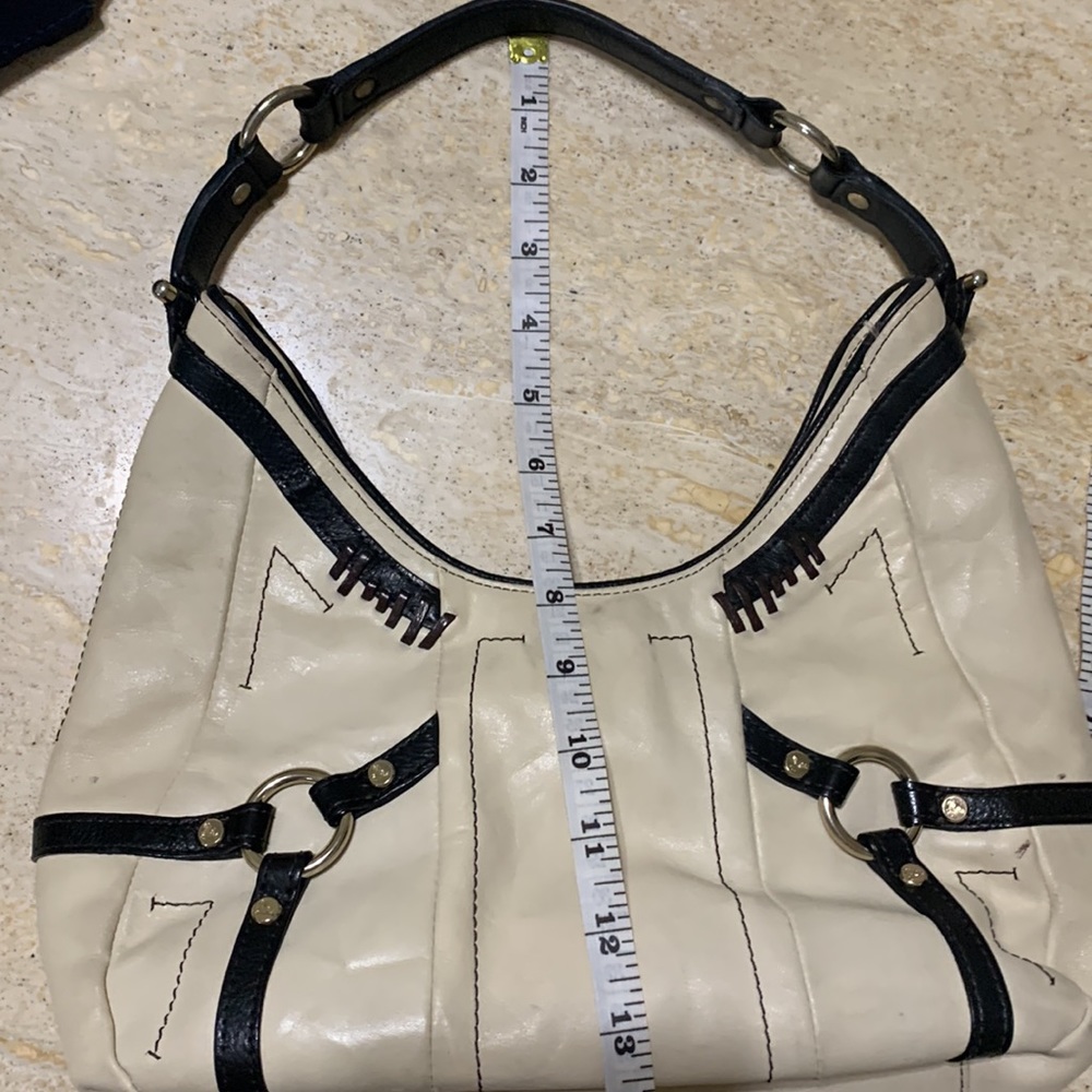 Tre Vero Crinkle Strips Purse Bag Shoulder Ivory … - image 5